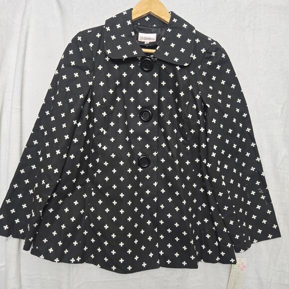 3 Sisters Womens Vtg Deadstock Y2K Elevated Basic Mod Twee Goth Swing Jacket S - Picture 1 of 12